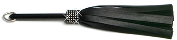 W821 - Mini Short Swarovski Crystal-Black Soft Cowhide Leather Tails
