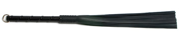 W140 Black Cowhide Leather Tails (5mm wide) Long Black Stud Handle