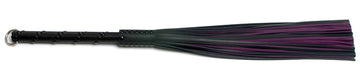 W144 Black/Purple Cowhide Leather Tails (5mm wide) Long Stud Handle