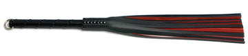 W156 Black & Red Leather Tails (10mm wide) Long Black Stud Handle