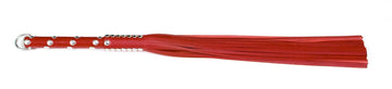 W161 Red Leather Tails (5mm wide) Short Chrome Stud Handle