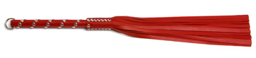 W162 Red Leather Tails (10mm wide) Long Chrome Stud Handle