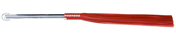 W182 Red Cowhide Leather Tails (5mm wide) Long Chrome Handle