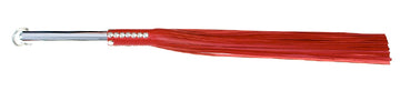 W183 Red Cowhide Leather Tails (5mm wide) Short Chrome Handle