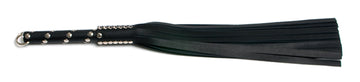 W233 Black Soft Cow Leather Tails(13mm wide)Short Chrome Stud Handle