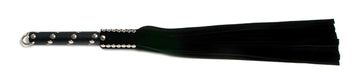 W243 Black Soft Cow Suede Tails (13mm wide) Short Chrome Stud Handle