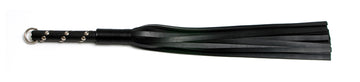 W43 Rubber Tails (10mm wide) Short Handle, Chrome Studs Flogger