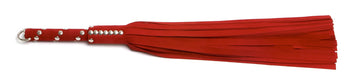 W461 Red Suede Lambskin Tails (13mm wide) Short Chrome Stud Handle
