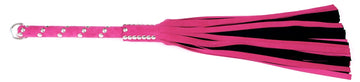 W472 Pink/Black Suede Lambskin Tails(13mm)Long Chrome Stud Handle