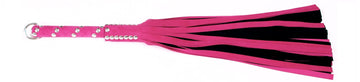 W473 Pink/Black Suede Lambskin Tails(13mm)Short Chrome Stud Handle