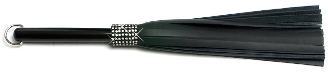 W602 Short Swarovski Crystal-Black Cowhide Leather Tails