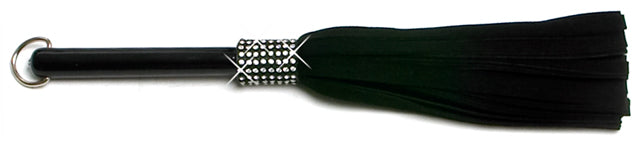 W733 Mini Long Swarovski Crystal-Black Extra Soft Lambskin Suede Tails