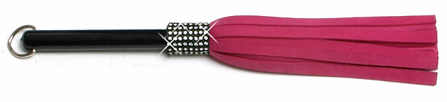 W739 Mini Long Swarovski Crystal-Pink Extra Soft Lambskin Suede Tails