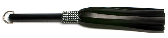 W721 Mini Long Swarovski Crystal-Black Soft Cowhide Leather Tails