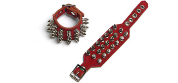 BWC92 Red Spiked Wrist Cuffs