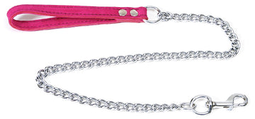 L13  Thick Chain Pink Lambskin Handle Lead