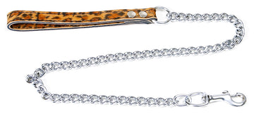 L14  Thick Chain Leopard Lambskin Handle Lead