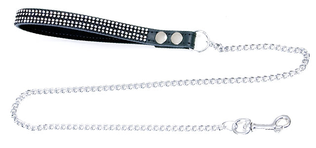 L6 Crystal-Thin Chain Black Lambskin Handle Lead
