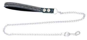 L6 Crystal-Thin Chain Black Lambskin Handle Lead