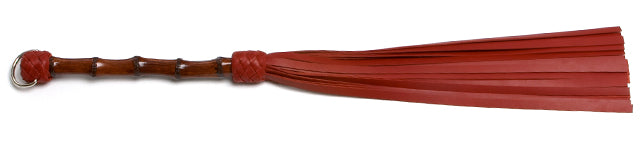 MIstress Damazonia - W132 Red Cowhide Leather Tails (10mm wide) Cane Handle