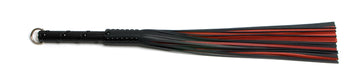 W147 Black/Red Cowhide Leather Tails (5mm wide) Short Studded Handle
