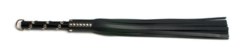 W153 Black Cowhide Leather Tails(10mm wide)Short Chrome Stud Handle