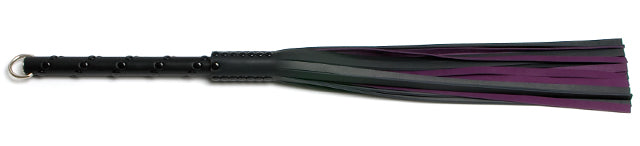 W154 Black & Purple Leather Tails (10mm wide) Long Black Stud Handle