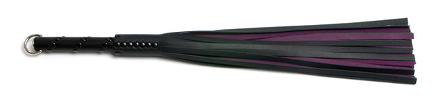 W155 Black & Purple Leather Tails (10mm wide) Short Black Stud Handle
