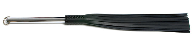 W170 Black Cowhide Leather Tails (10mm wide) Long Chrome Handle