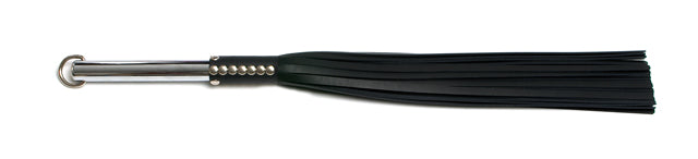 Mistress Damazonia - W171 Black Cowhide Leather Tails (10mm wide) Short Chrome Handle