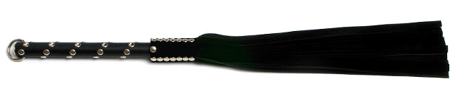 W242 Black Soft Cow Suede Tails (13mm wide) Long Chrome Stud Handle