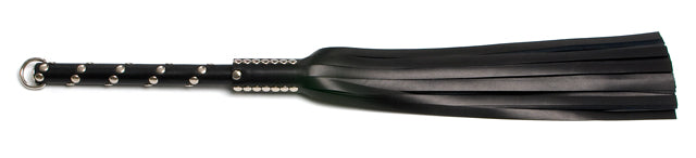 W442 Black Leather Lambskin Tails(13mm wide)Long Chrome Stud Handle