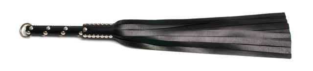 W443 Black Leather Lambskin Tail(13mm wide)Short Chrome Stud Handle