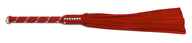 W460 Red Suede Lambskin Tails (13mm wide) Long Chrome Stud Handle