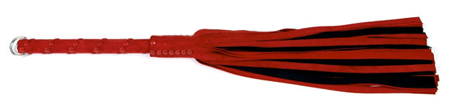 W464 Red/Black Suede Lambskin Tails(13mm wide)Long Red Stud Handle