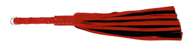W465 Red/Black Suede Lambskin Tails(13mm wide)Short Red Stud Handle