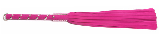 W470 Pink Suede Lambskin Tails (13mm wide) Long Chrome Stud Handle