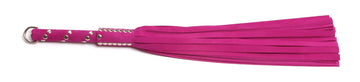 W471 Pink Suede Lambskin Tails (13mm wide) Short Chrome Stud Handle