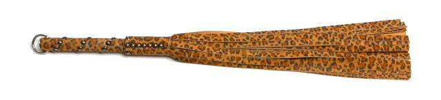 W481 Leopard Suede Lambskin Tails (13mm wide) Short Studded Handle