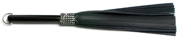 W602 Short Swarovski Crystal-Black Cowhide Leather Tails
