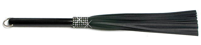 W604 Short Swarovski Crystal-Black Cowhide Leather Tails (5mm wide)