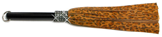 W631 Short Swarovski Crystal-Leopard Extra Soft Lambskin Suede Tails