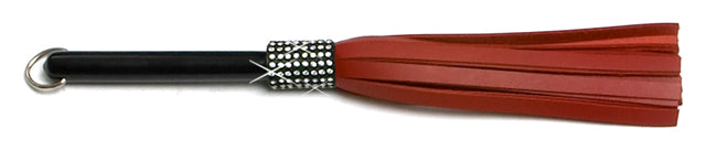 W715 Mini Long Swarovski Crystal-Red Cowhide Leather Tails