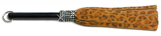 W741 Mini Long Swarovski Crystal-Leopard Soft Lambskin Suede Tails