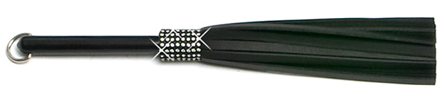 W761 Mini Medium Swarovski Crystal-Black Cowhide Leather Tails