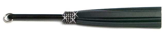 W811 Mini Short Swarovski Crystal-Black Cowhide Leather Tails