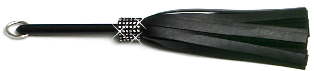 W831 Mini Short Swarovski Crystal-Black Soft Lambskin Leather Tails